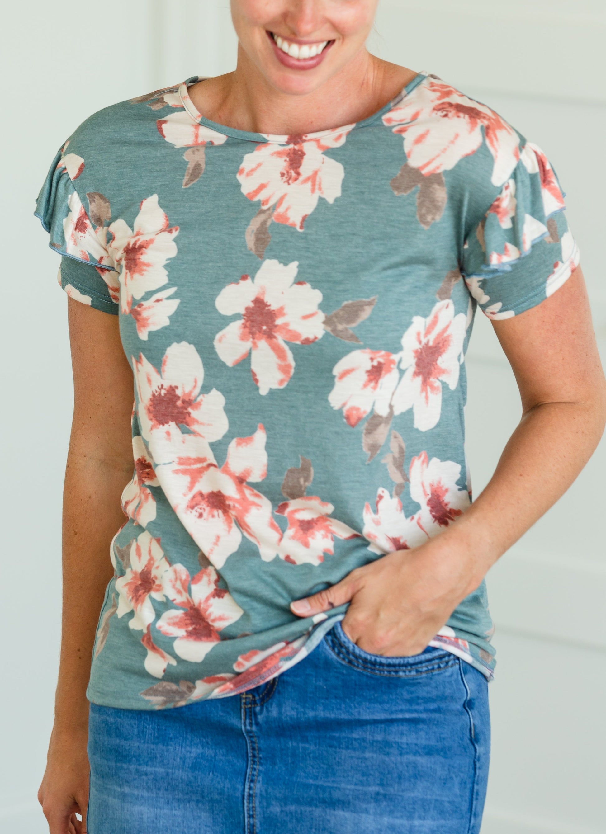 Floral Print Short Sleeve Tee - FINAL SALE Tops