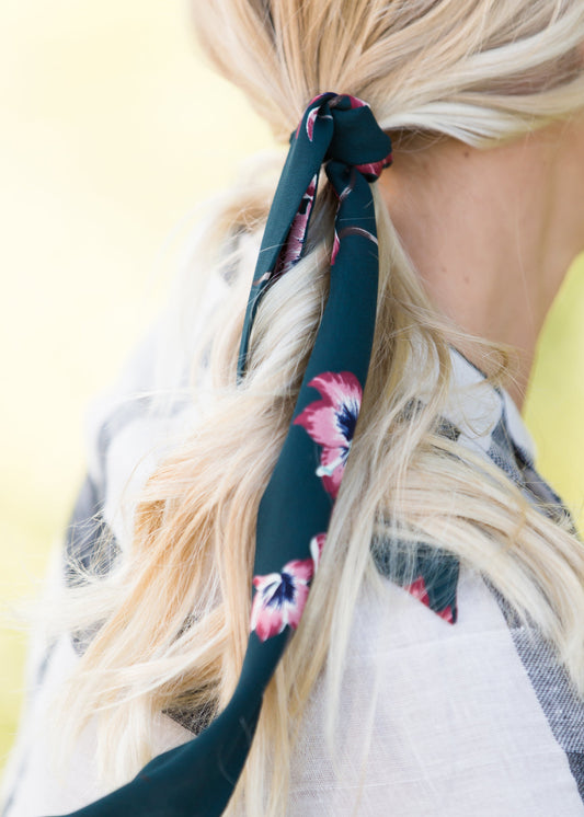 green floral skinny hair bandana