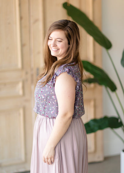 Floral Printed Frill Cap Sleeve Blouse - FINAL SALE Tops