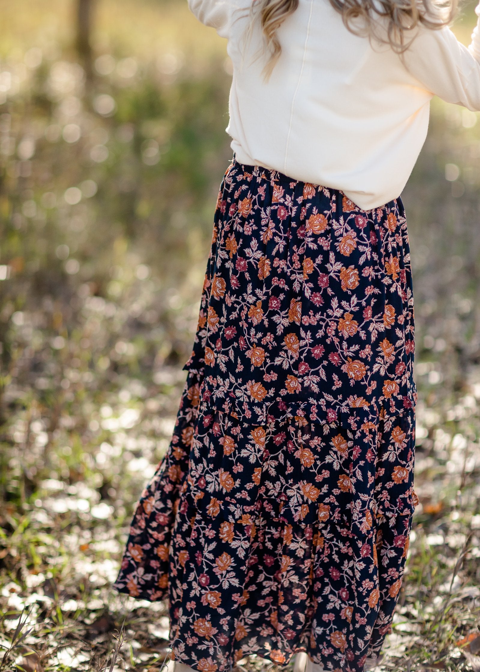 Floral Ruffle Tiered Maxi Skirt Skirts Dress Forum