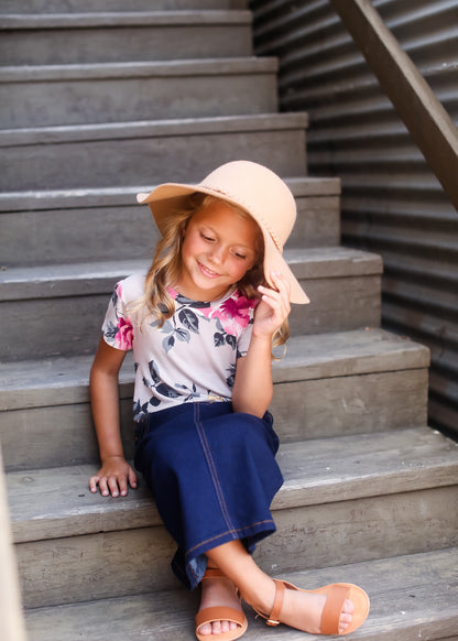 girls stretchy floral tee shirt