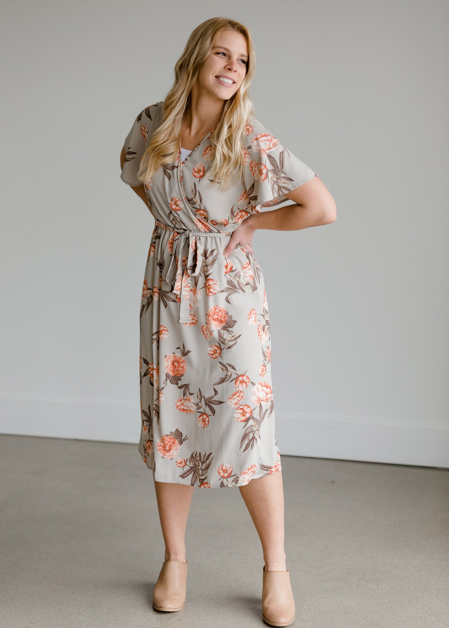 Flower Print Woven Midi Dress - FINAL SALE Dresses