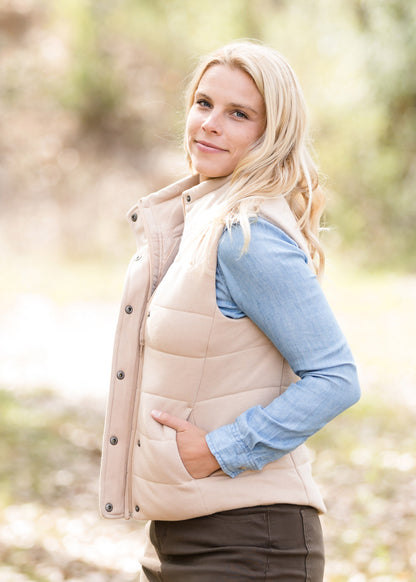 French Terry Padded Puffer Vest - FINAL SALE Tops