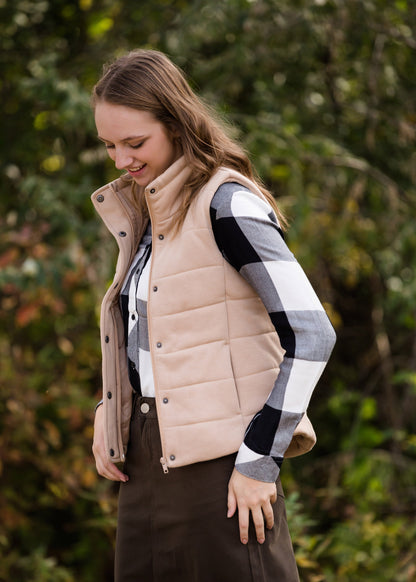 French Terry Padded Puffer Vest - FINAL SALE Tops