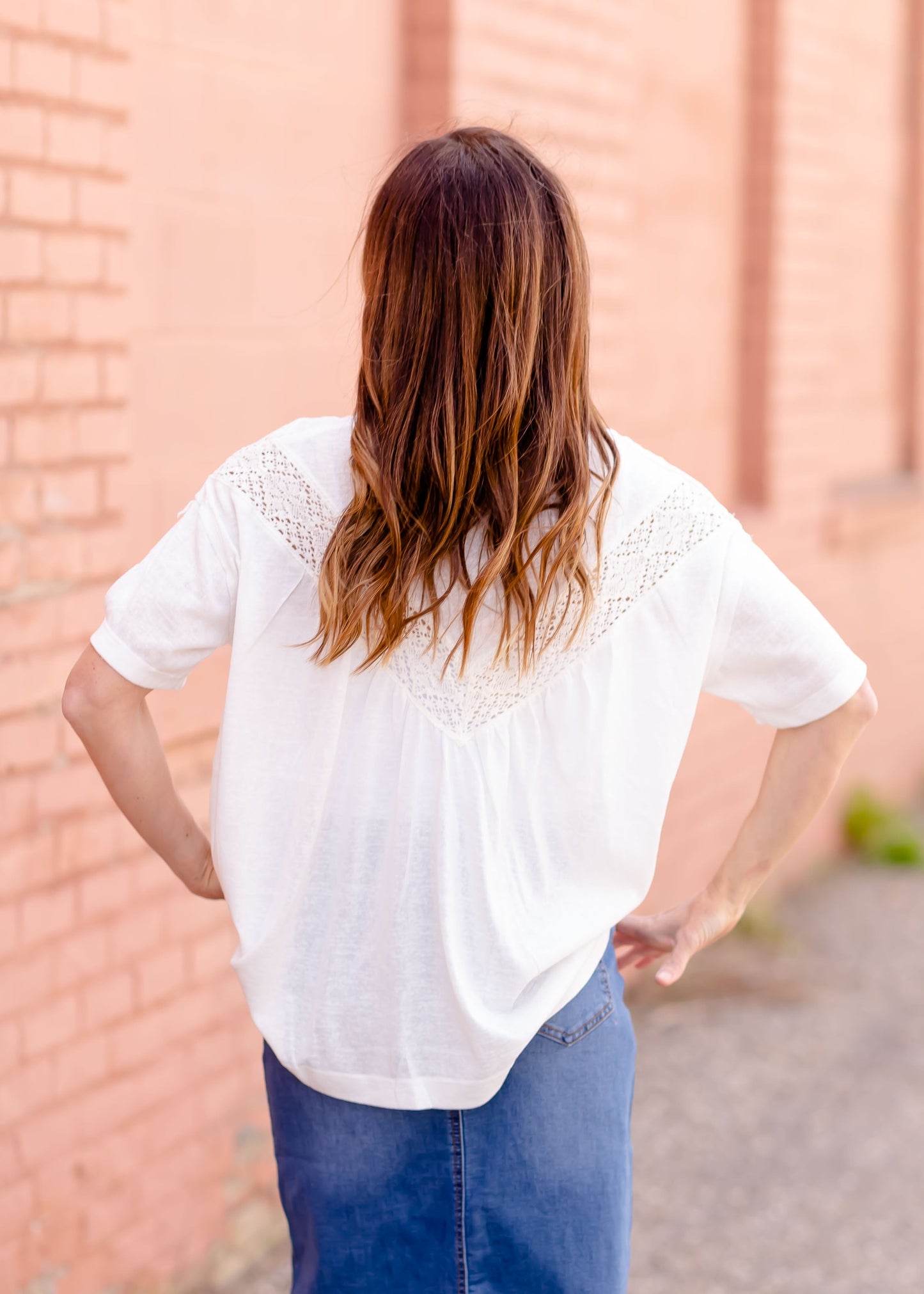 Garment Washed Short Sleeve V Neck Tee Tops