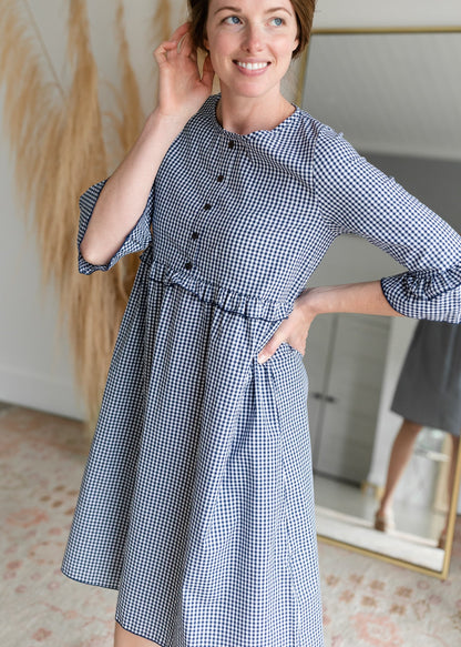 Gingham Ruffle Sleeve Midi Dress Dresses Hailey & Co