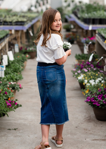 Girls A-line Frayed Bottom Denim Skirt Girls G-Gossip Apparel