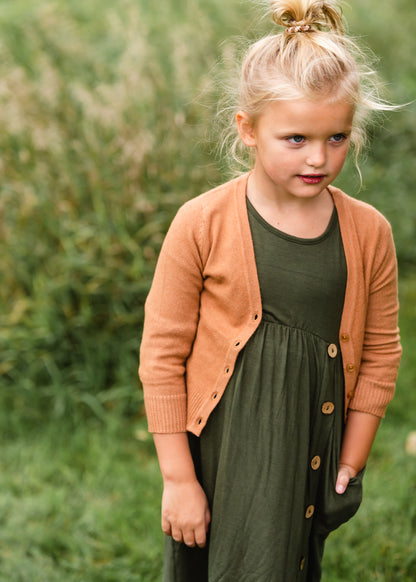 Girls Camel Sweater Cardigan - FINAL SALE Tops