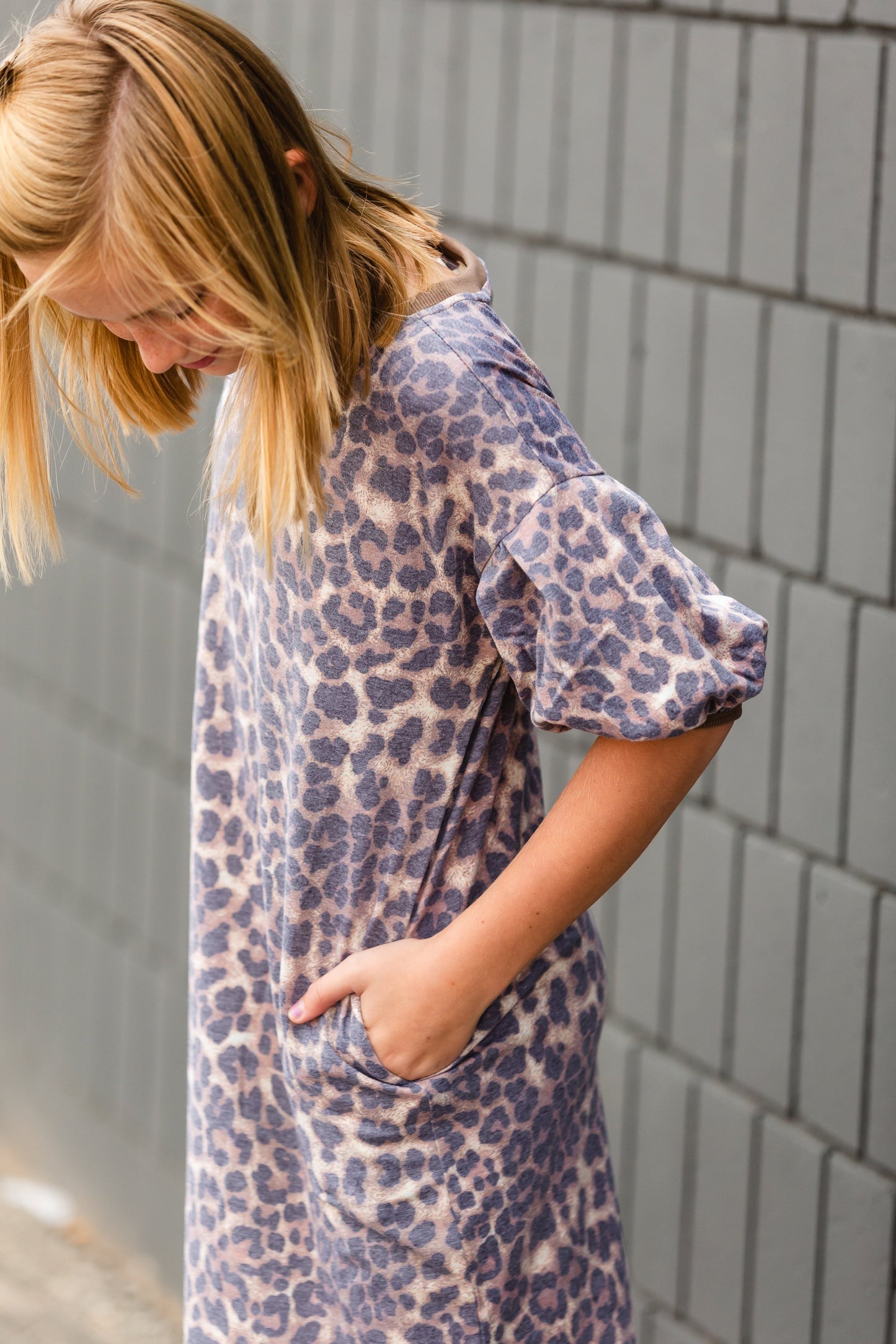 Girls Cheetah Print T-Shirt Dress - FINAL SALE Girls