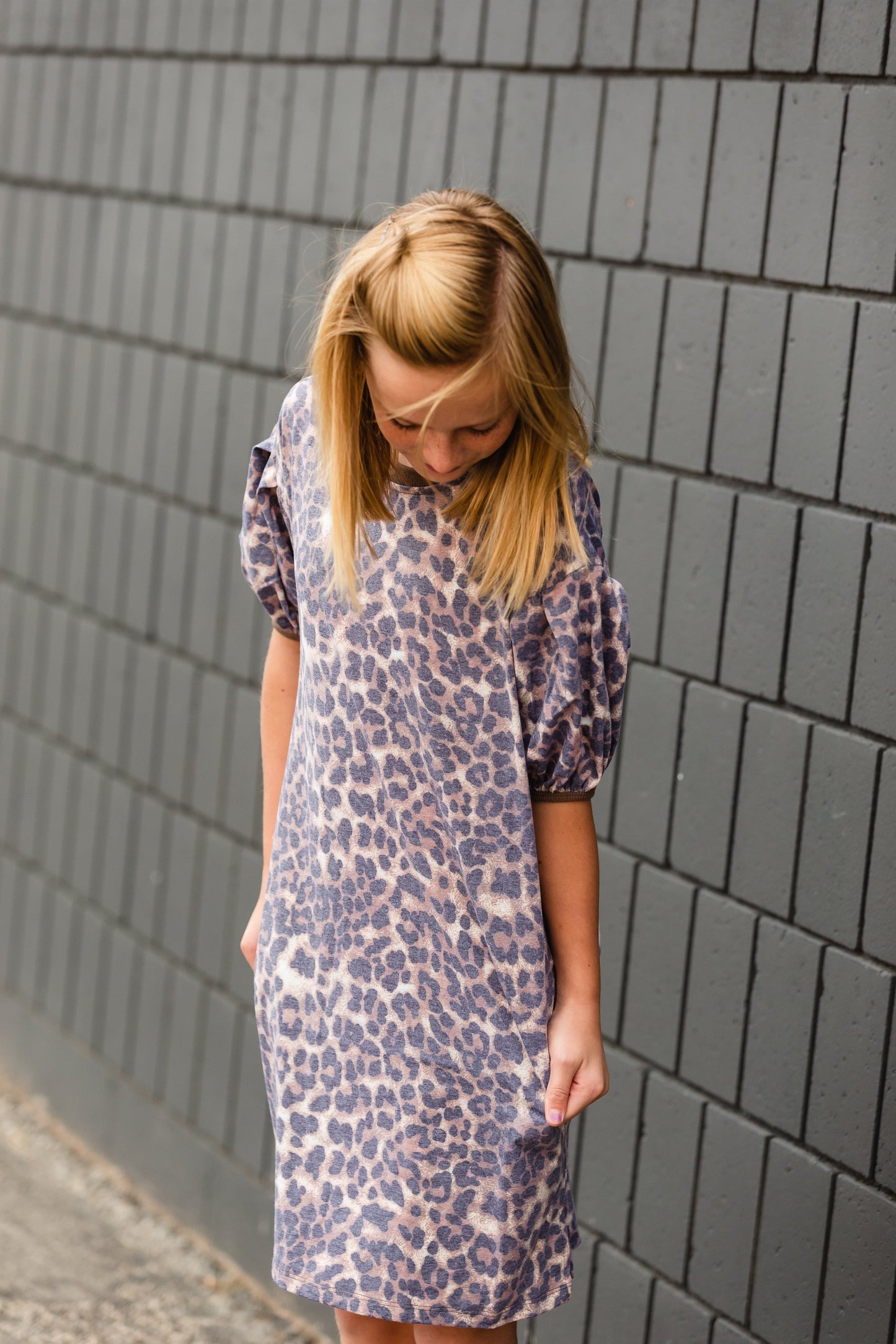 Girls Cheetah Print T-Shirt Dress - FINAL SALE Girls