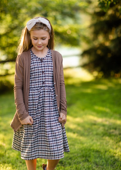 Girls Haven Plaid Wood Button Midi Dress Girls Woodmouse & Thistle