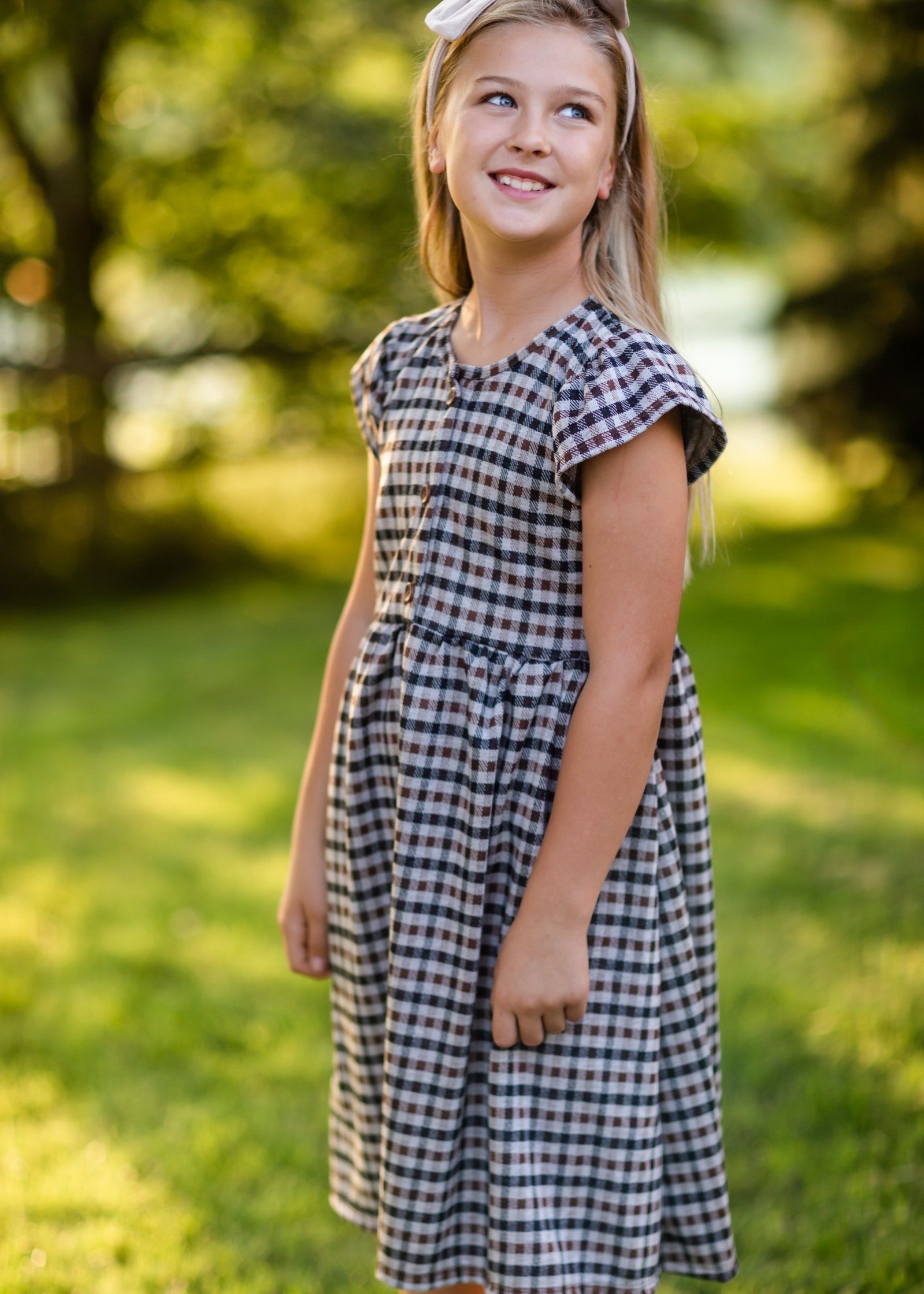 Girls Haven Plaid Wood Button Midi Dress Girls Woodmouse & Thistle