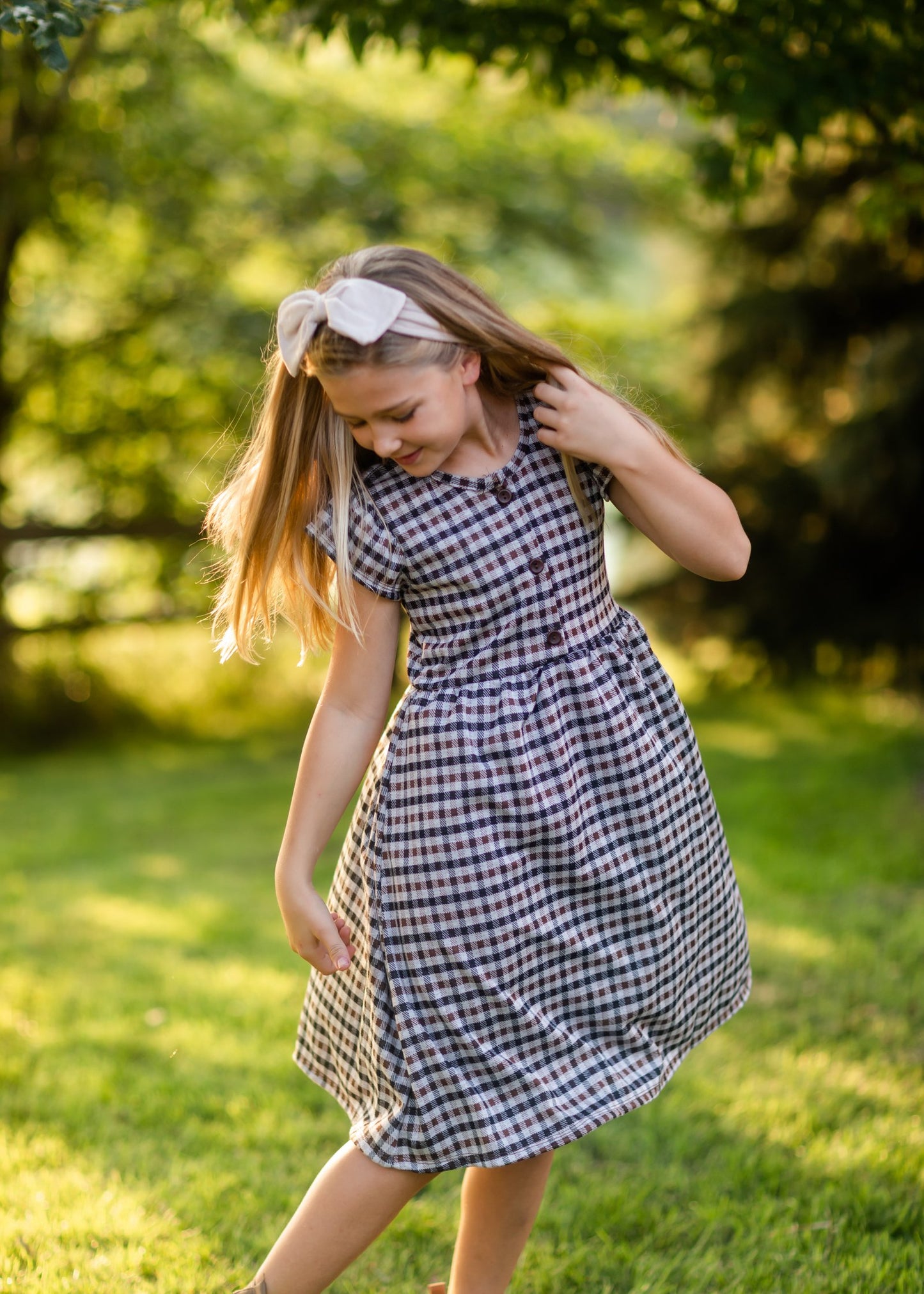 Girls Haven Plaid Wood Button Midi Dress Girls Woodmouse & Thistle