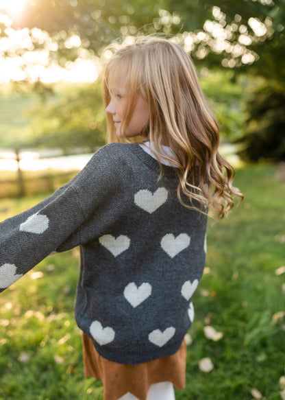 Girls Knitted Heart Pullover Sweater Girls Hayden Los Angeles