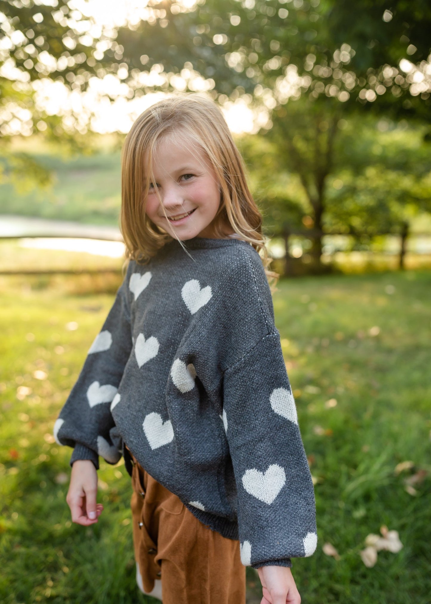 Girls Knitted Heart Pullover Sweater Girls Hayden Los Angeles