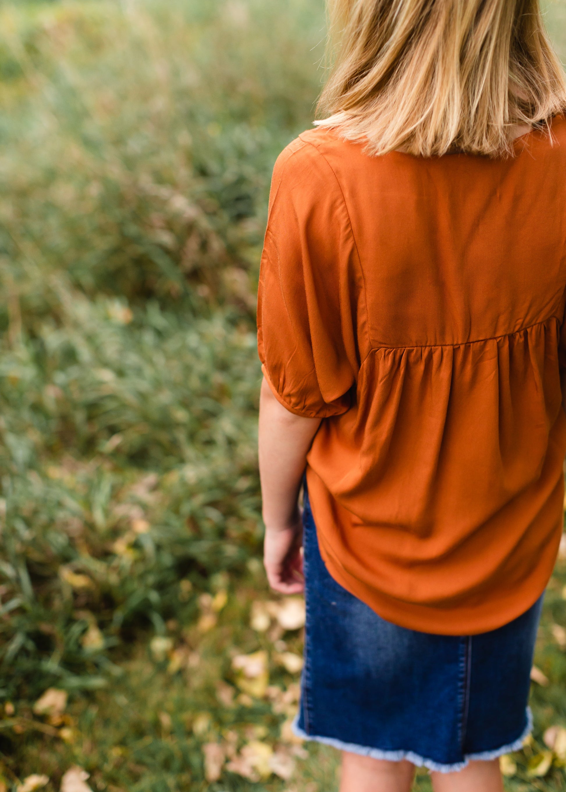 Girls Rust Floral Embroidered Top - FINAL SALE Shirt