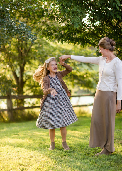 Girls Soft Cotton Dark Mocha Cardigan Girls Woodmouse & Thistle