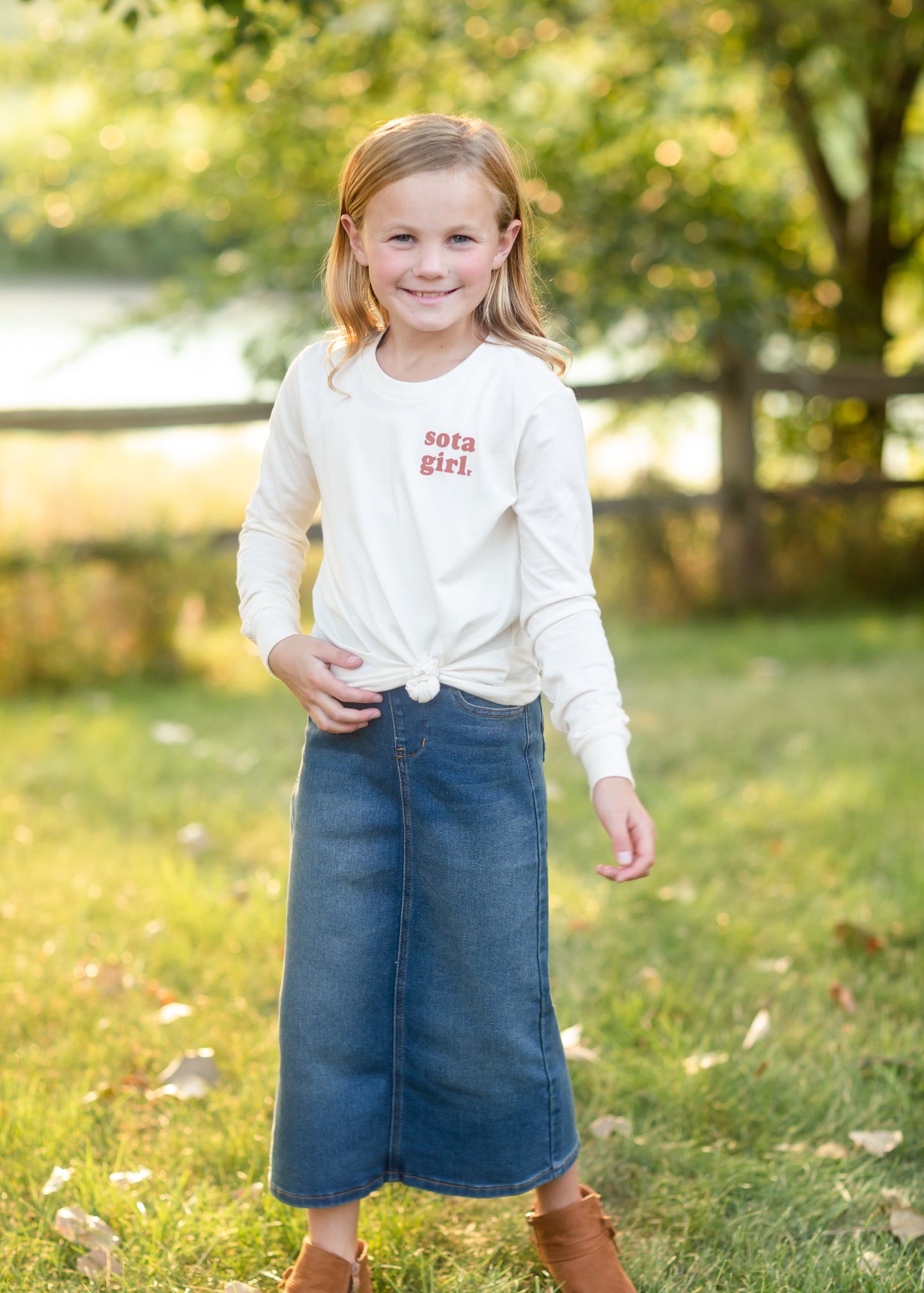 Girls Stretch Waist Long Denim Skirt Skirts Be Girl