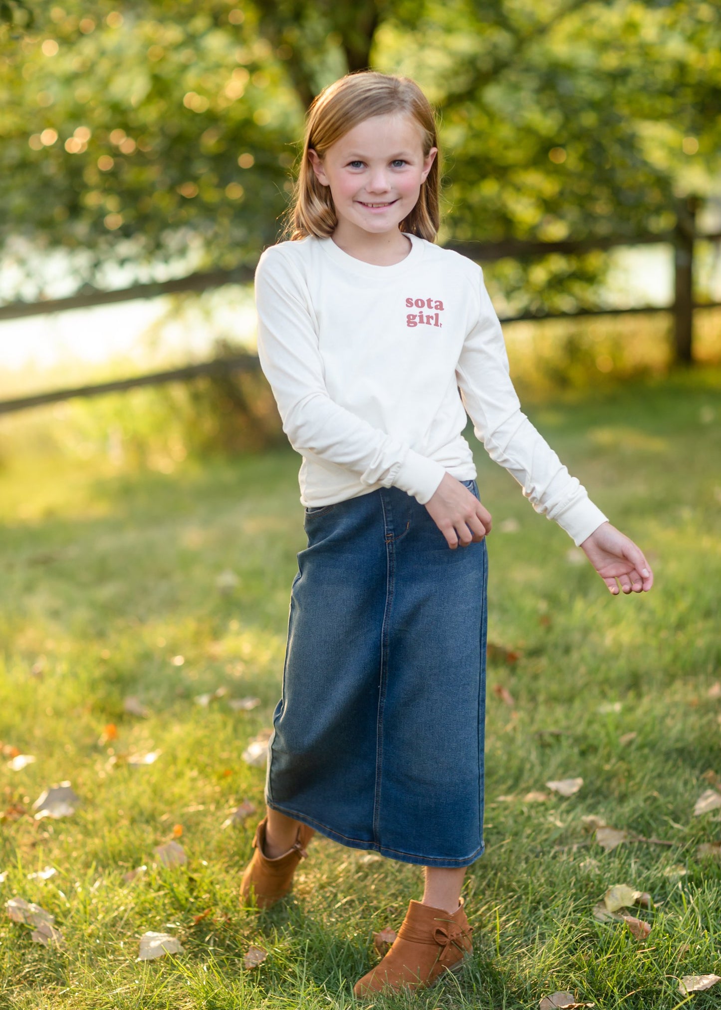 Girls Stretch Waist Long Denim Skirt Skirts Be Girl