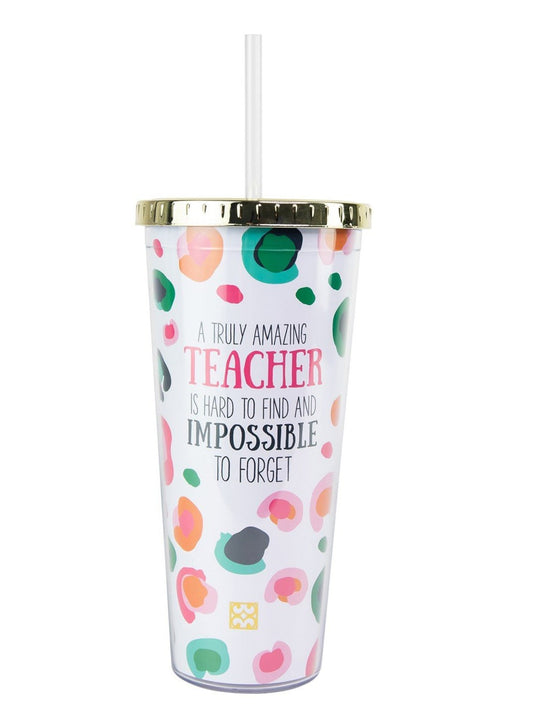 Gold Detail Amazing Teacher Straw Tumbler Home & Lifestyle