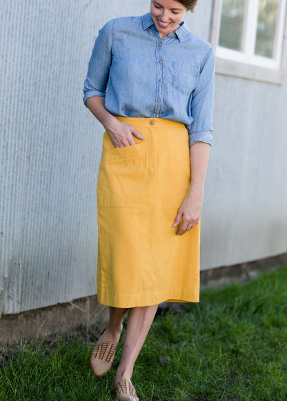 Golden Pocket Front Midi Skirt - FINAL SALE Skirts