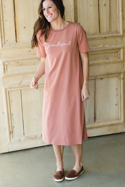 Grateful Embroidered T-Shirt Dress - FINAL SALE Dresses