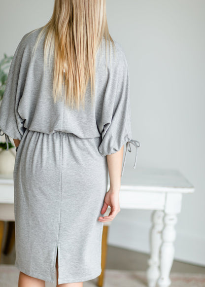 Gray 3/4 Sleeve Casual Midi Dress - FINAL SALE Dresses