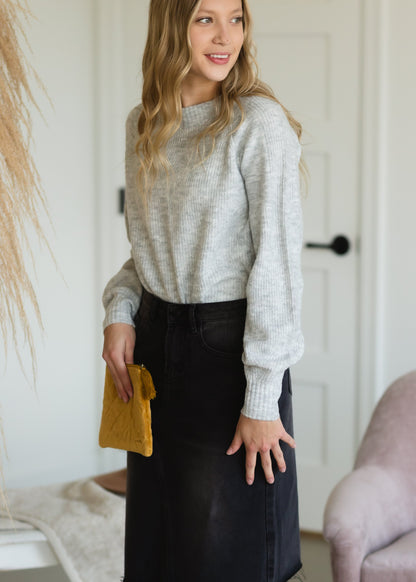 Gray Balloon Sleeve Sweater - FINAL SALE Shirt