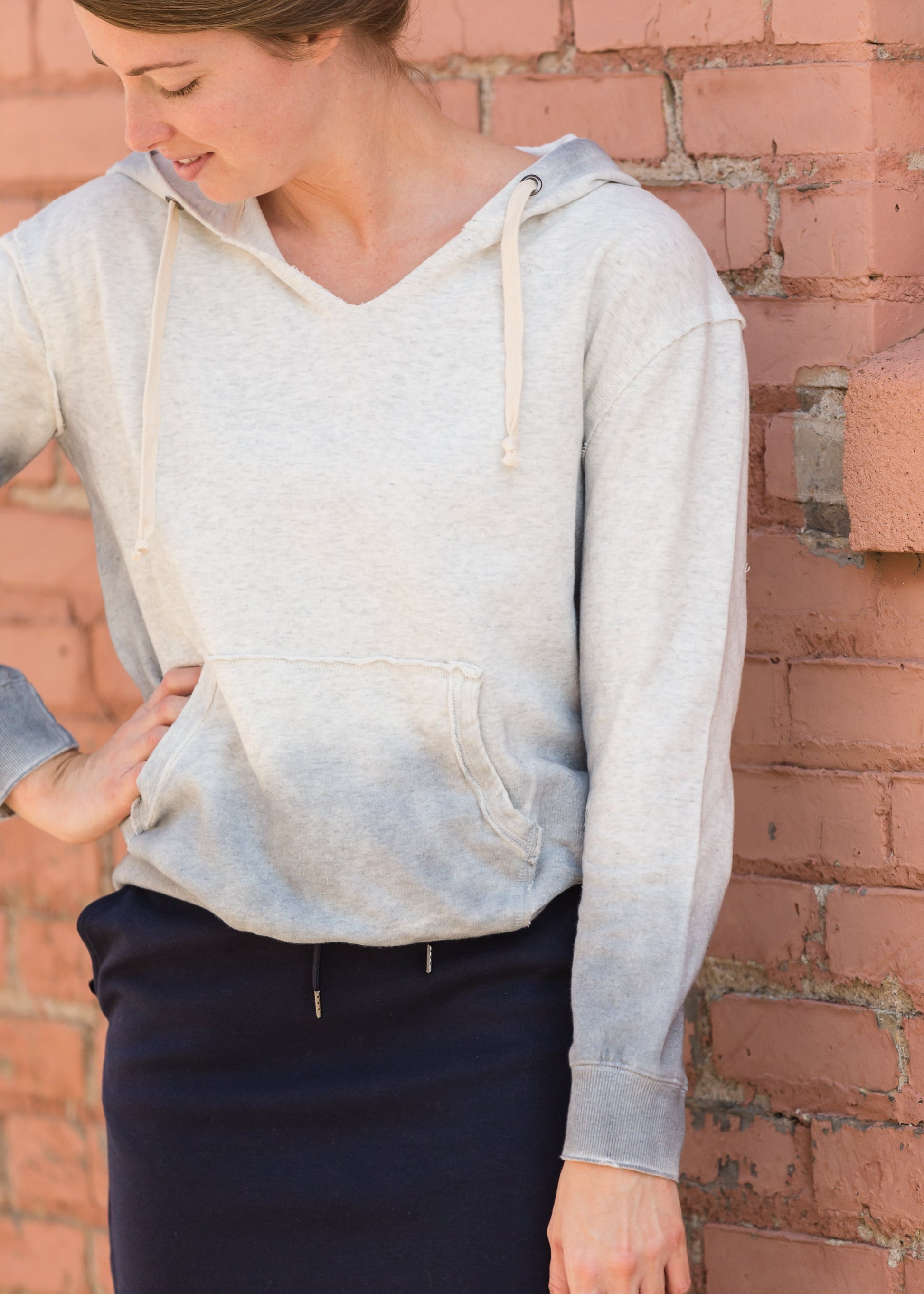 Gray Dyed Oversized Hooded Sweatshirt - FINAL SALE Tops