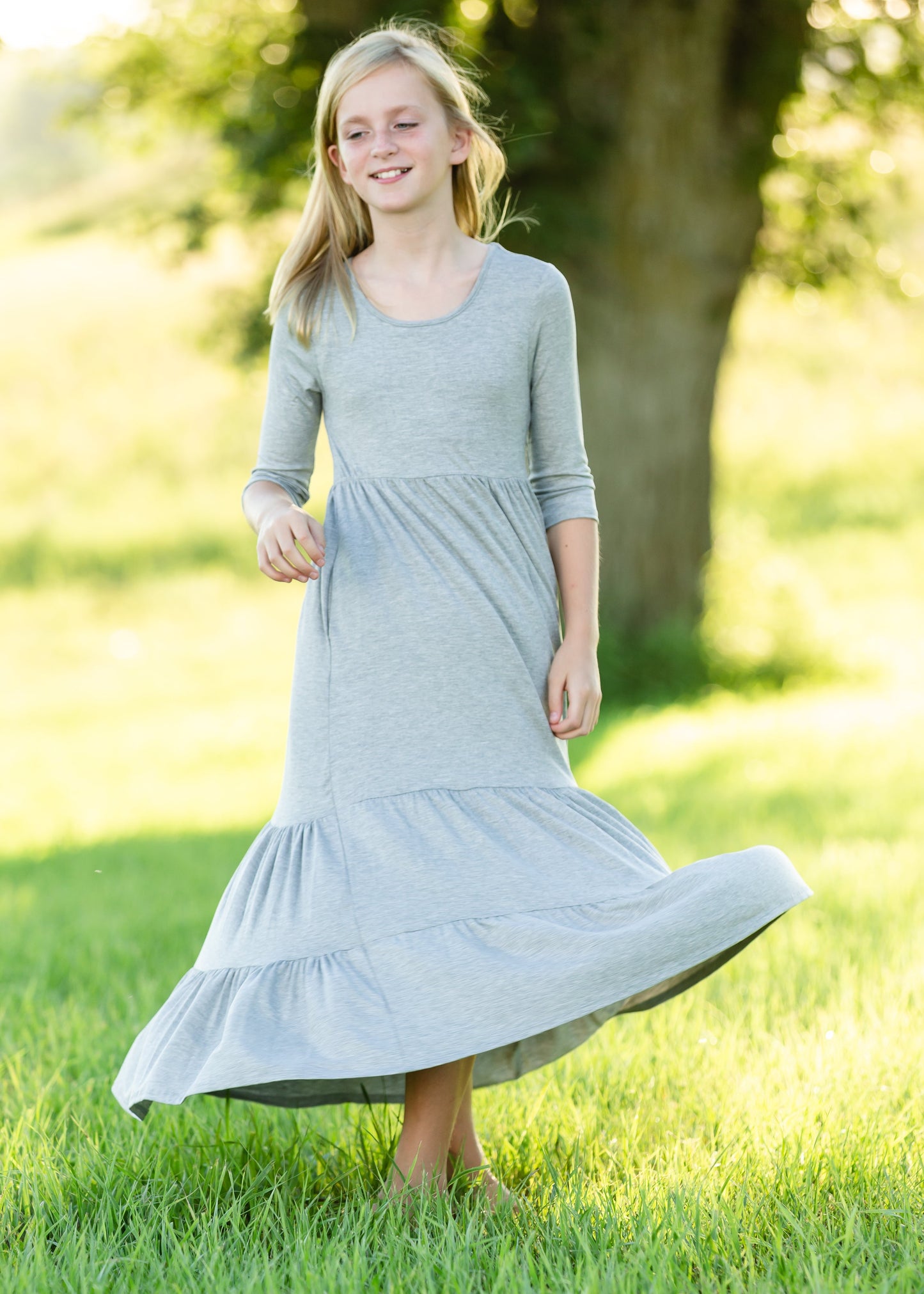 Gray High Waist Stretch Maxi Dress Dresses