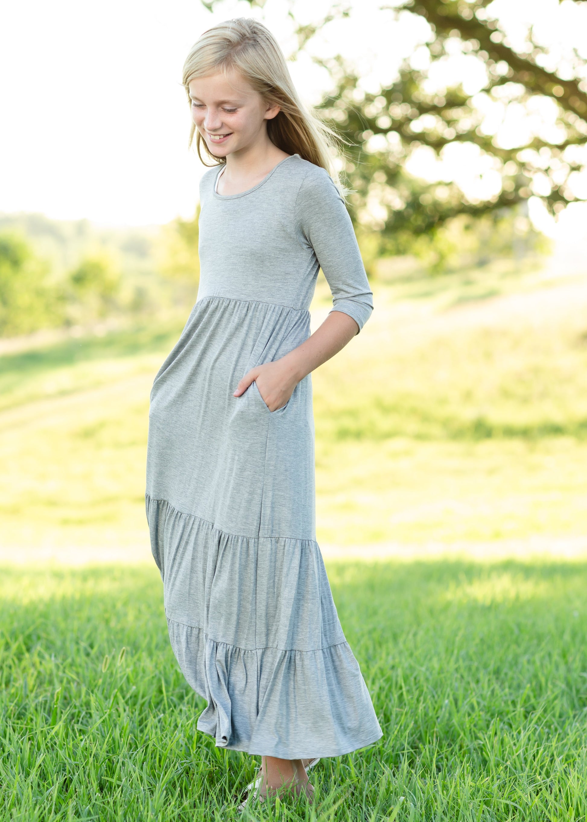 Gray High Waist Stretch Maxi Dress Dresses