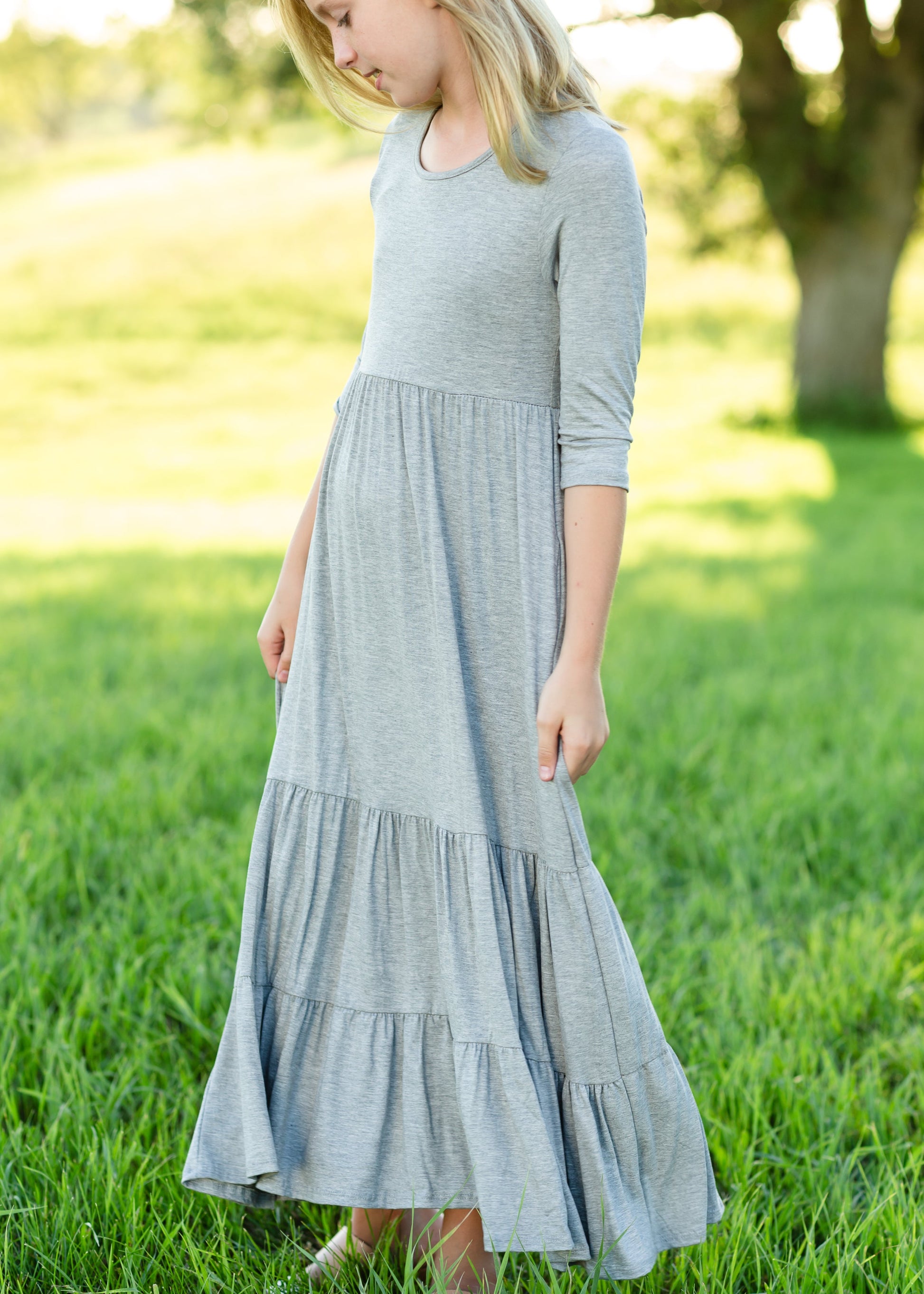 Gray High Waist Stretch Maxi Dress Dresses