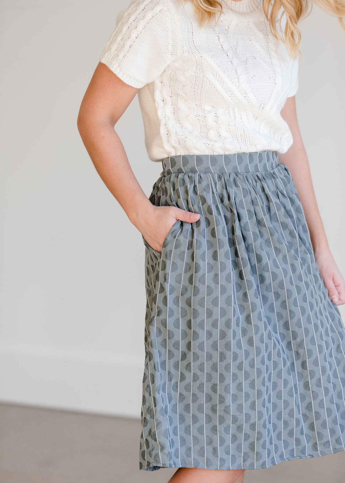 Gray Print Below the Knee Skirt - FINAL SALE Skirts