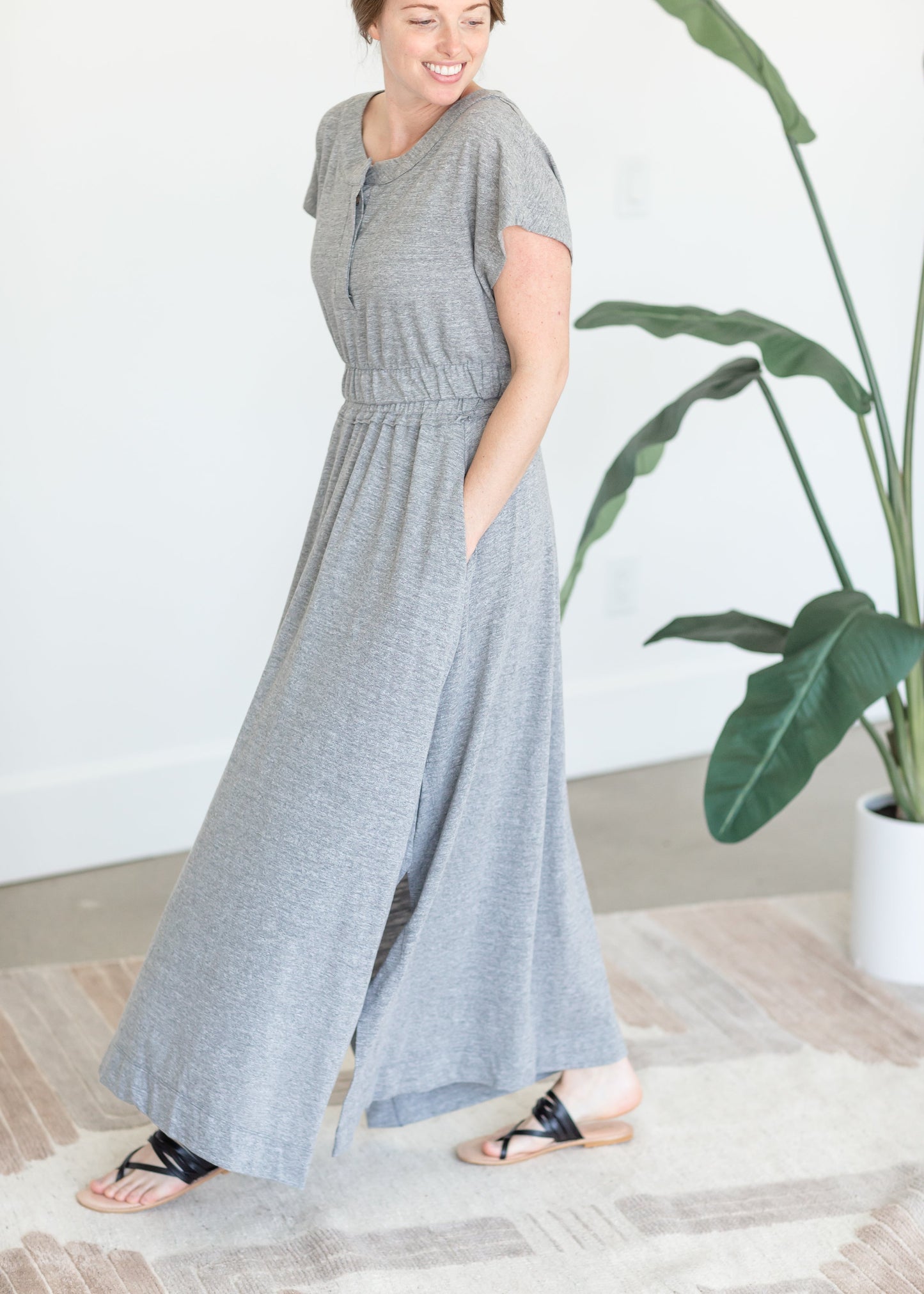 Gray Side Slit Maxi Skirt Skirts By Together