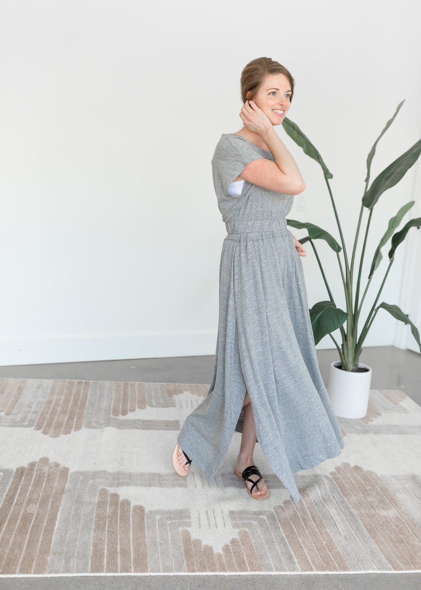 Gray Side Slit Maxi Skirt Skirts By Together