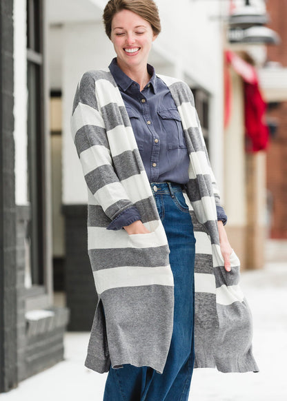 Gray Striped Duster Cardigan - FINAL SALE Layering Essentials