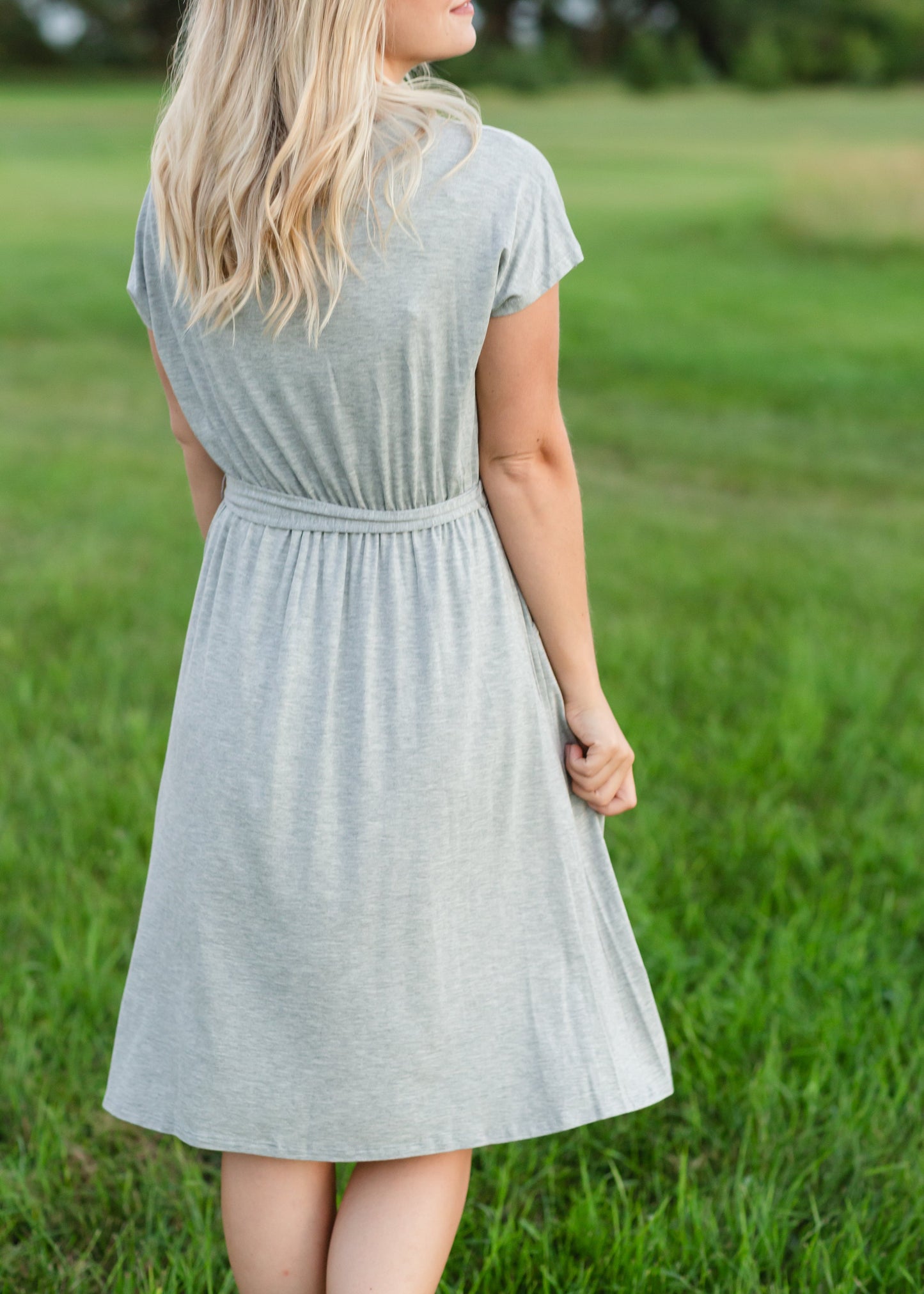 Gray Tie Waist Knit Midi Dress - FINAL SALE Dresses