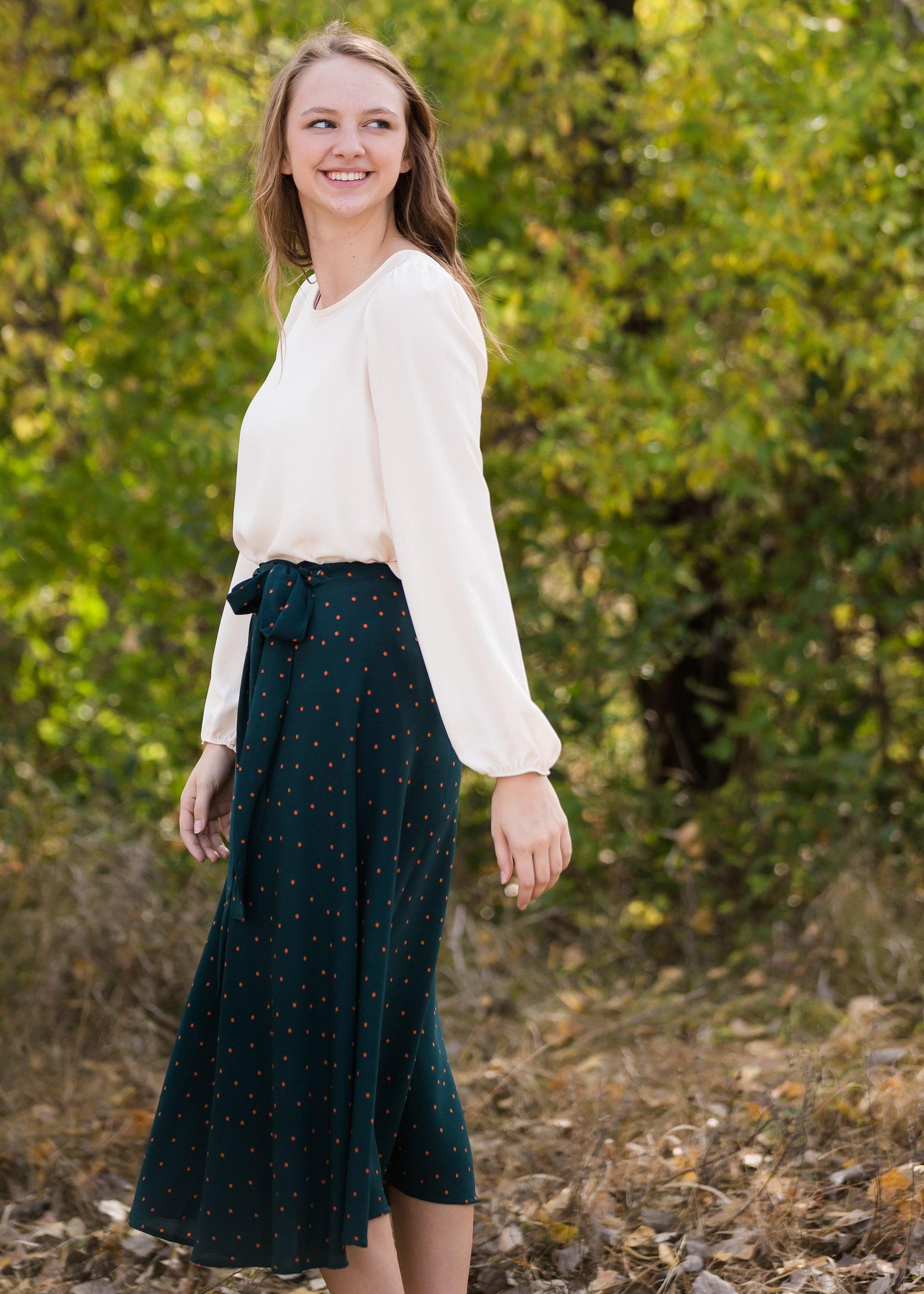 Green Polka Dot Wrap Midi Skirt - FINAL SALE Skirts