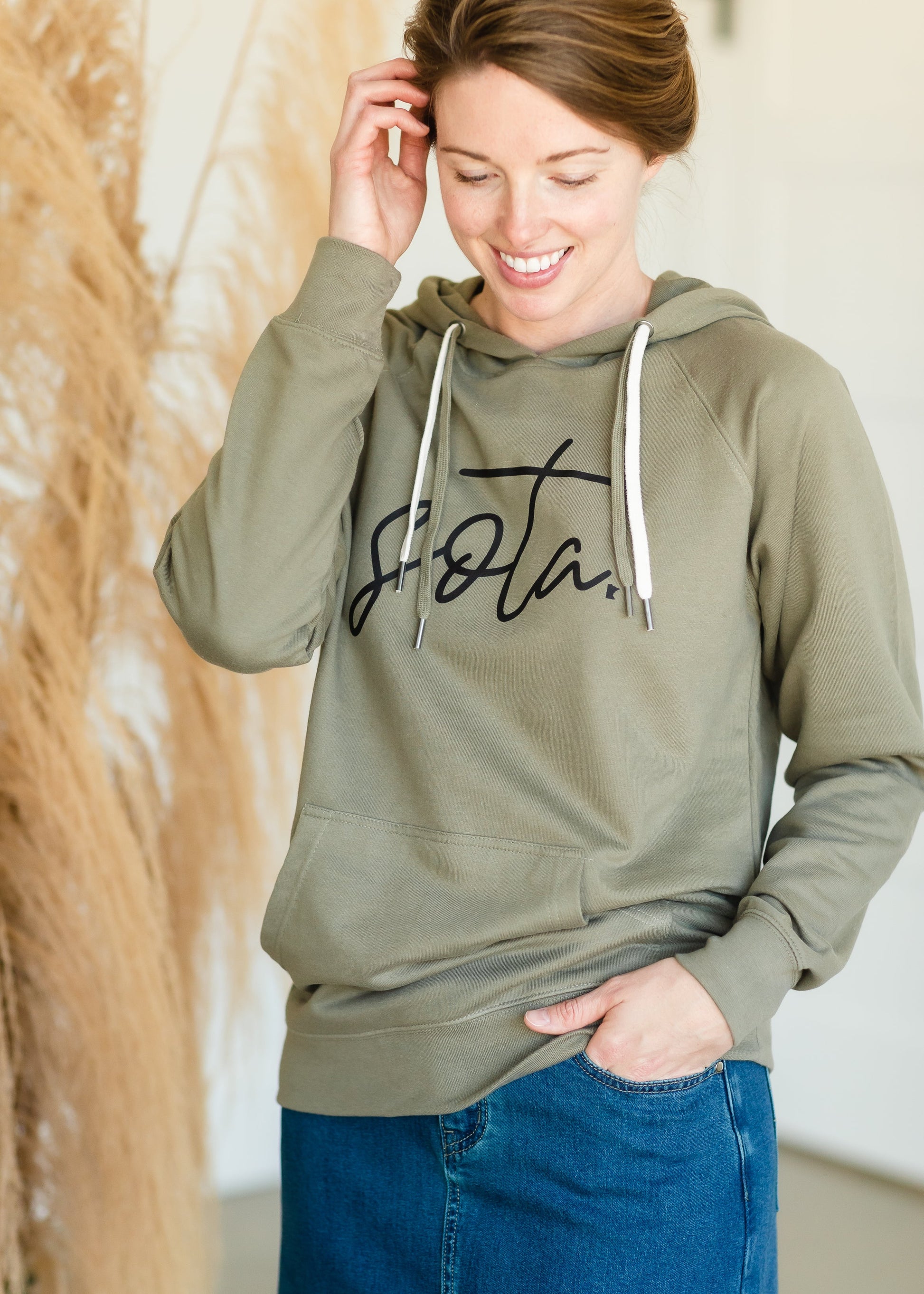 Green Sota' Hooded Sweatshirt Tops