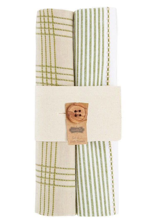 Green Striped Dish Towels - Set of 2 - FINAL SALE Home + Lifestyle