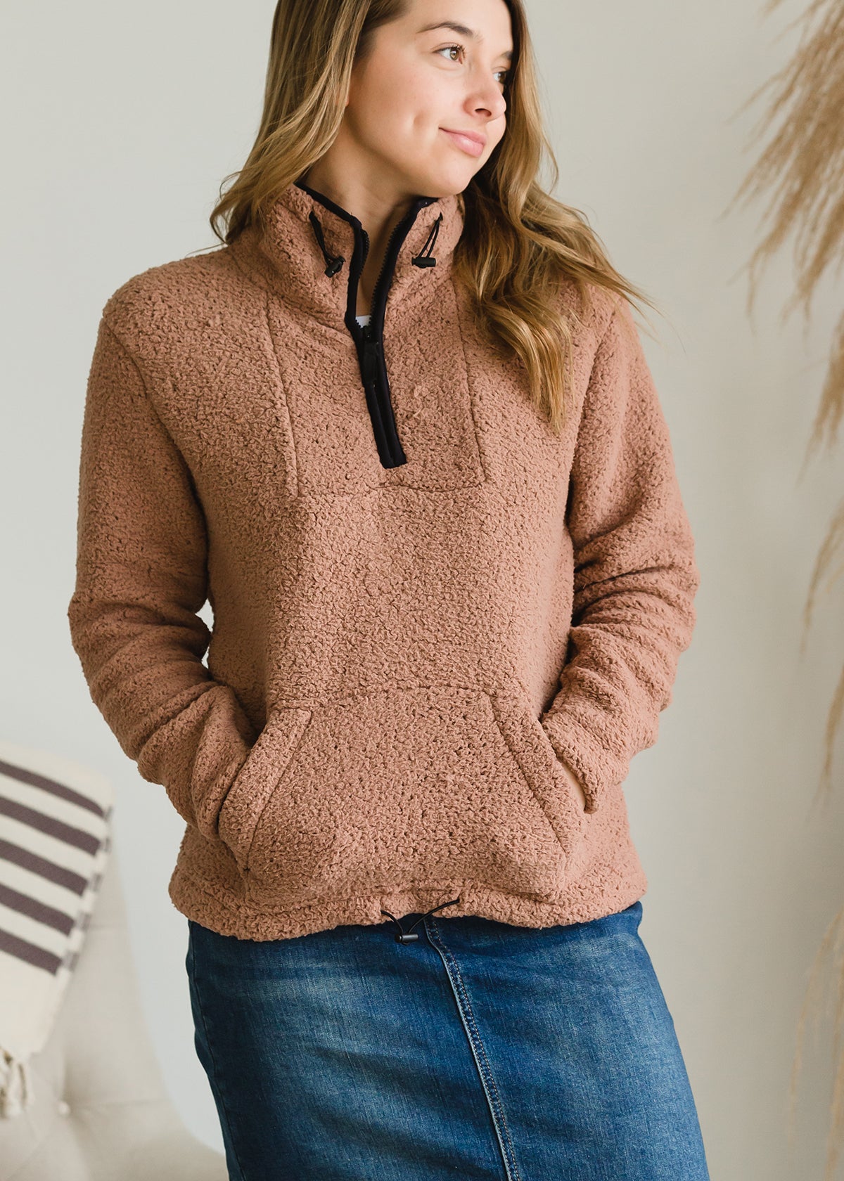 Half Zip Sherpa Sweater - FINAL SALE Tops