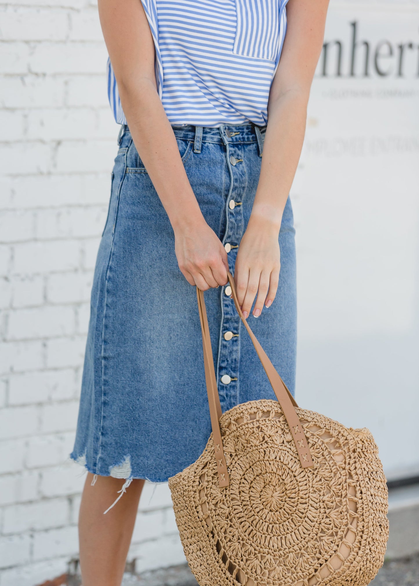 Handmade Round Straw Boho Double Handle Bag - FINAL SALE Accessories