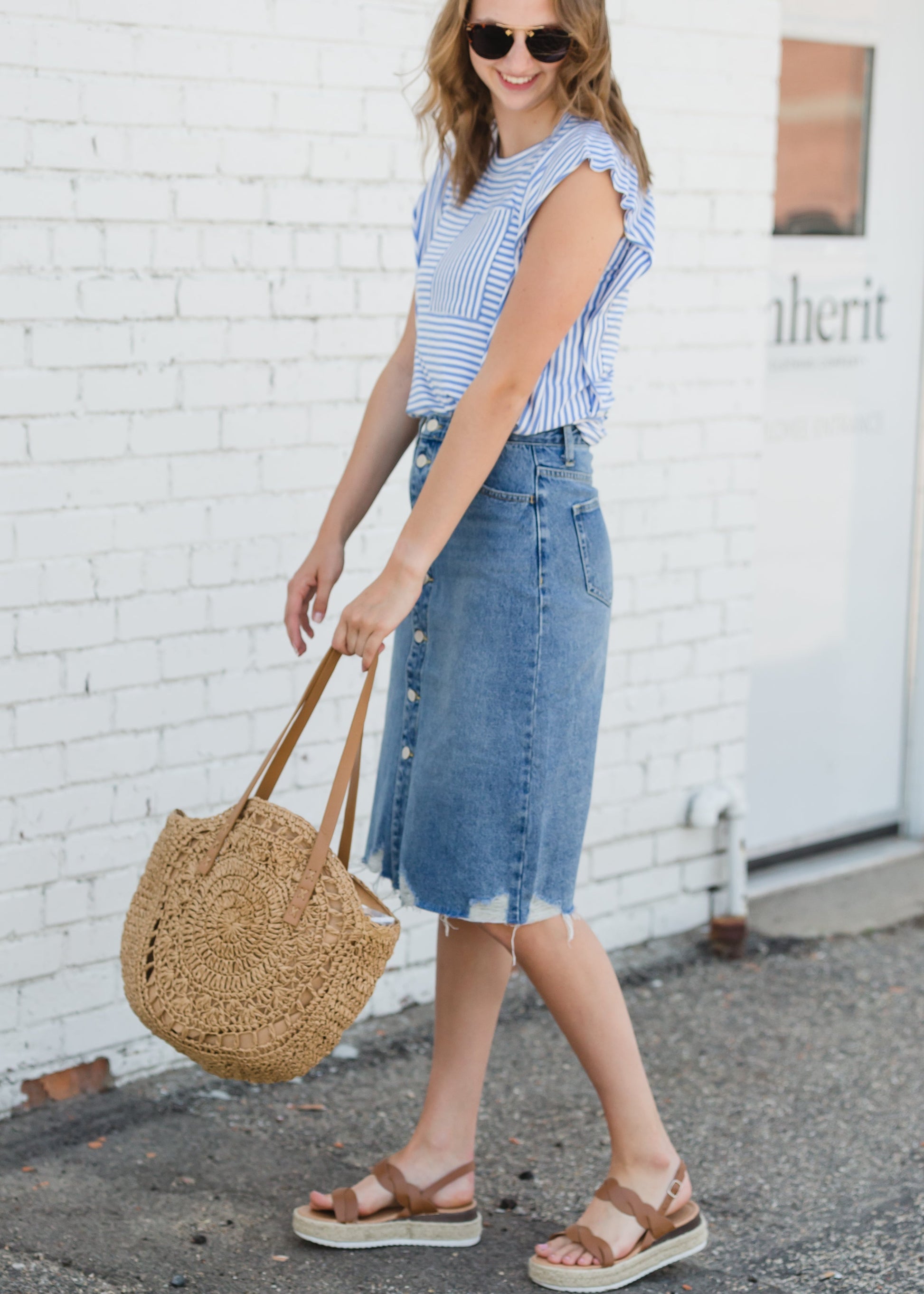 Handmade Round Straw Boho Double Handle Bag - FINAL SALE Accessories