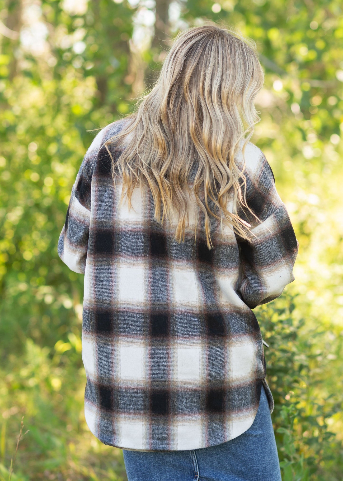 Harper Black Plaid Zip Up Shacket Tops