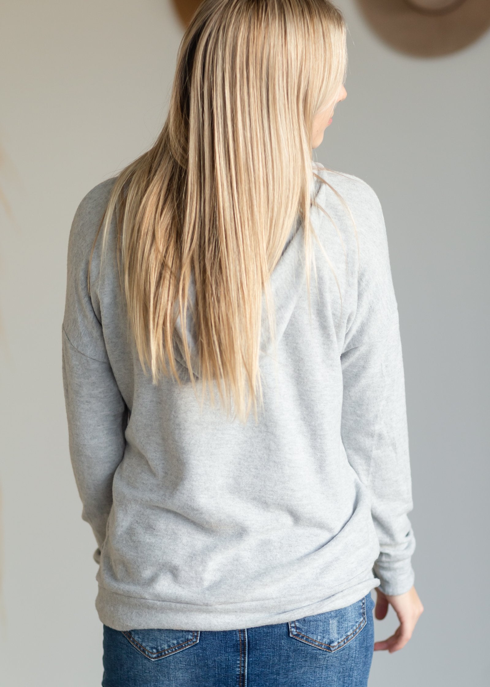 Heather Gray Drawstring Hooded Top Tops Staccato