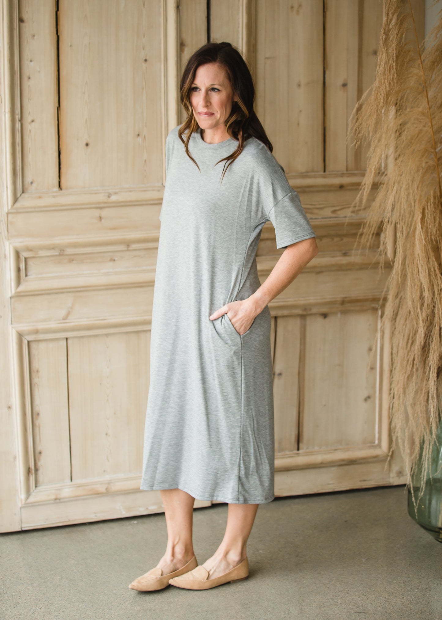 Heather Gray French Terry Midi Dress - FINAL SALE Dresses