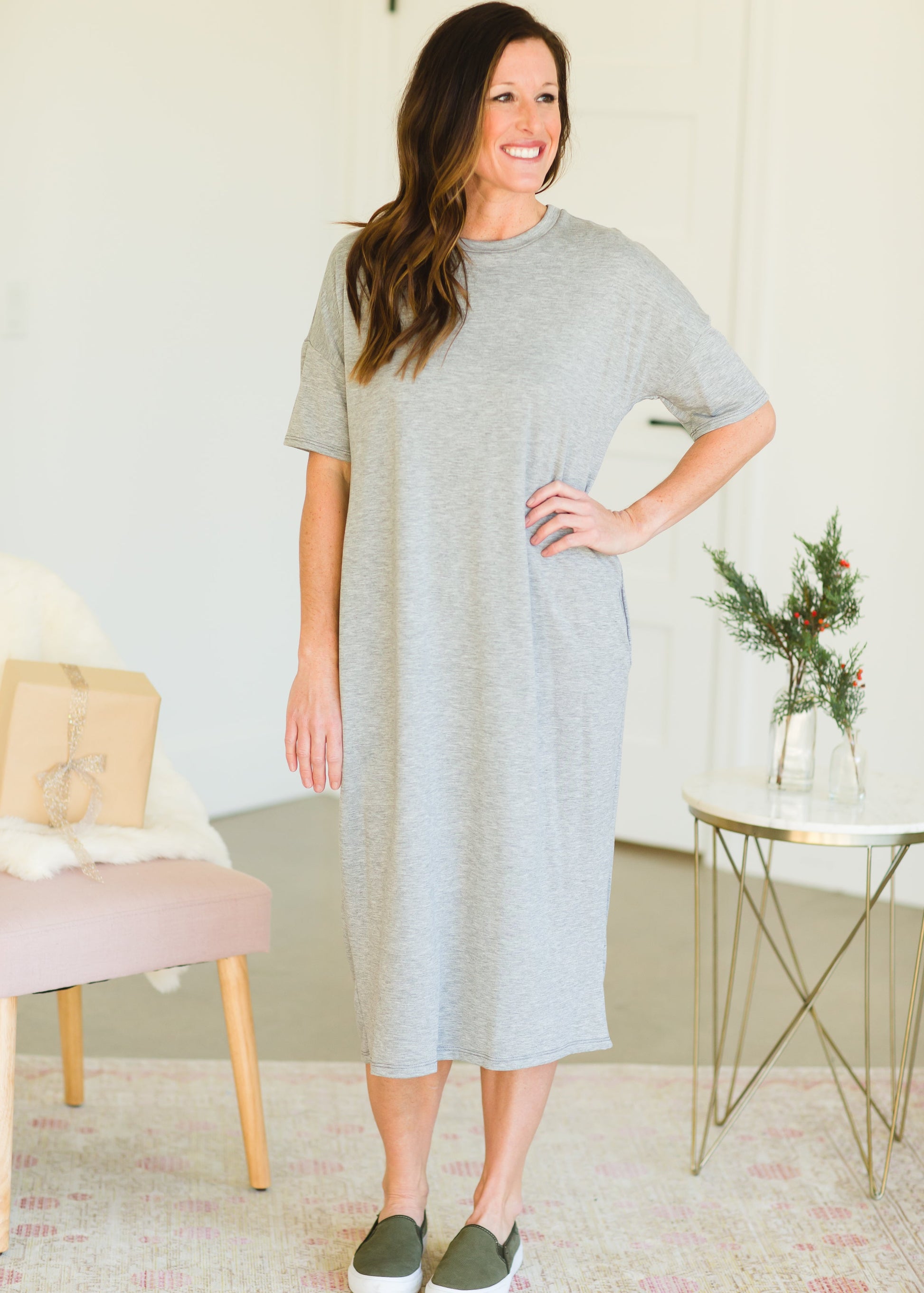 Heather Gray French Terry Midi Dress - FINAL SALE Dresses