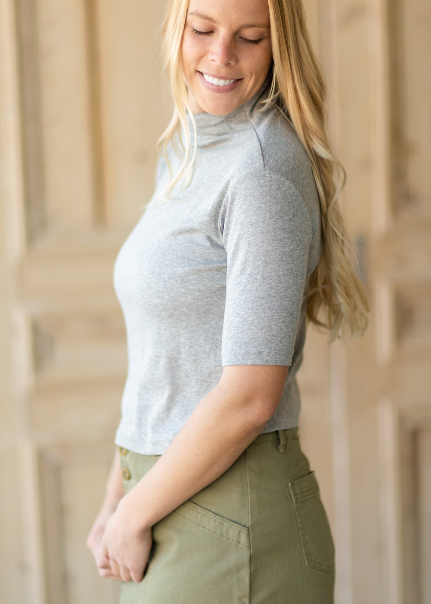 Heather Gray Mock Neck Top - FINAL SALE Tops