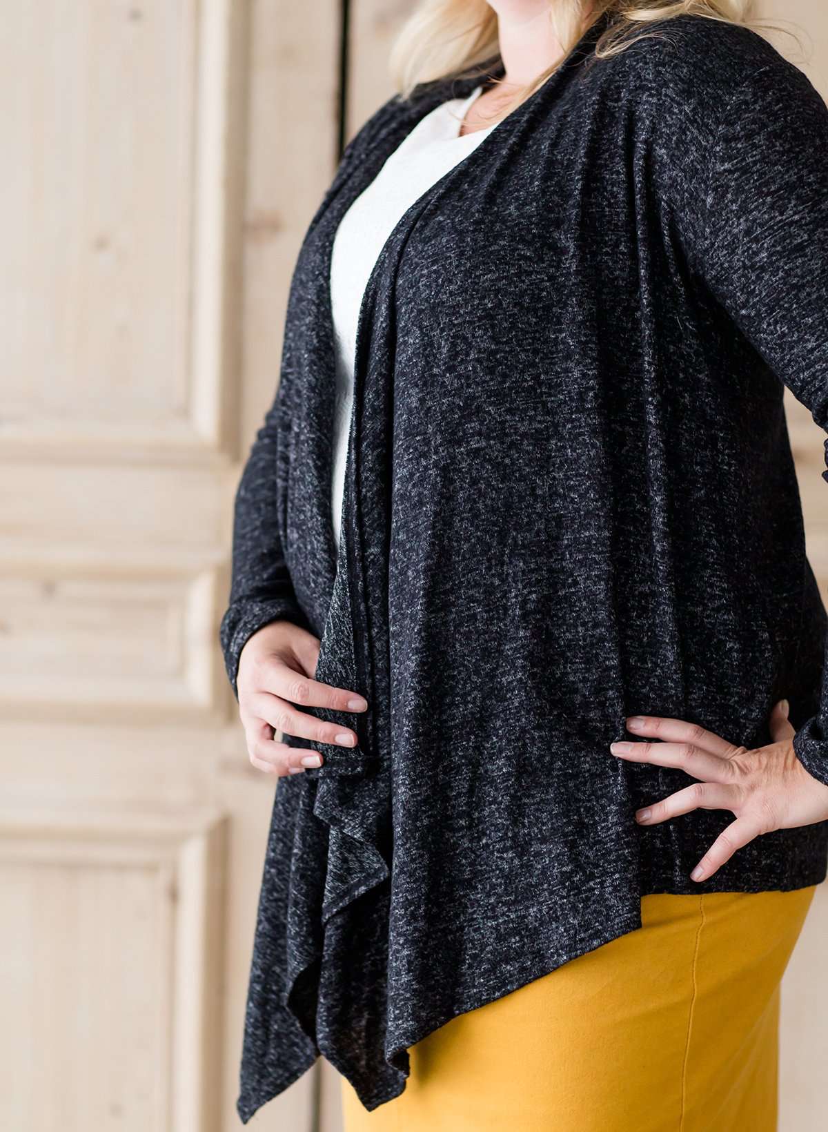 Women's plus size long open front modest cardigan