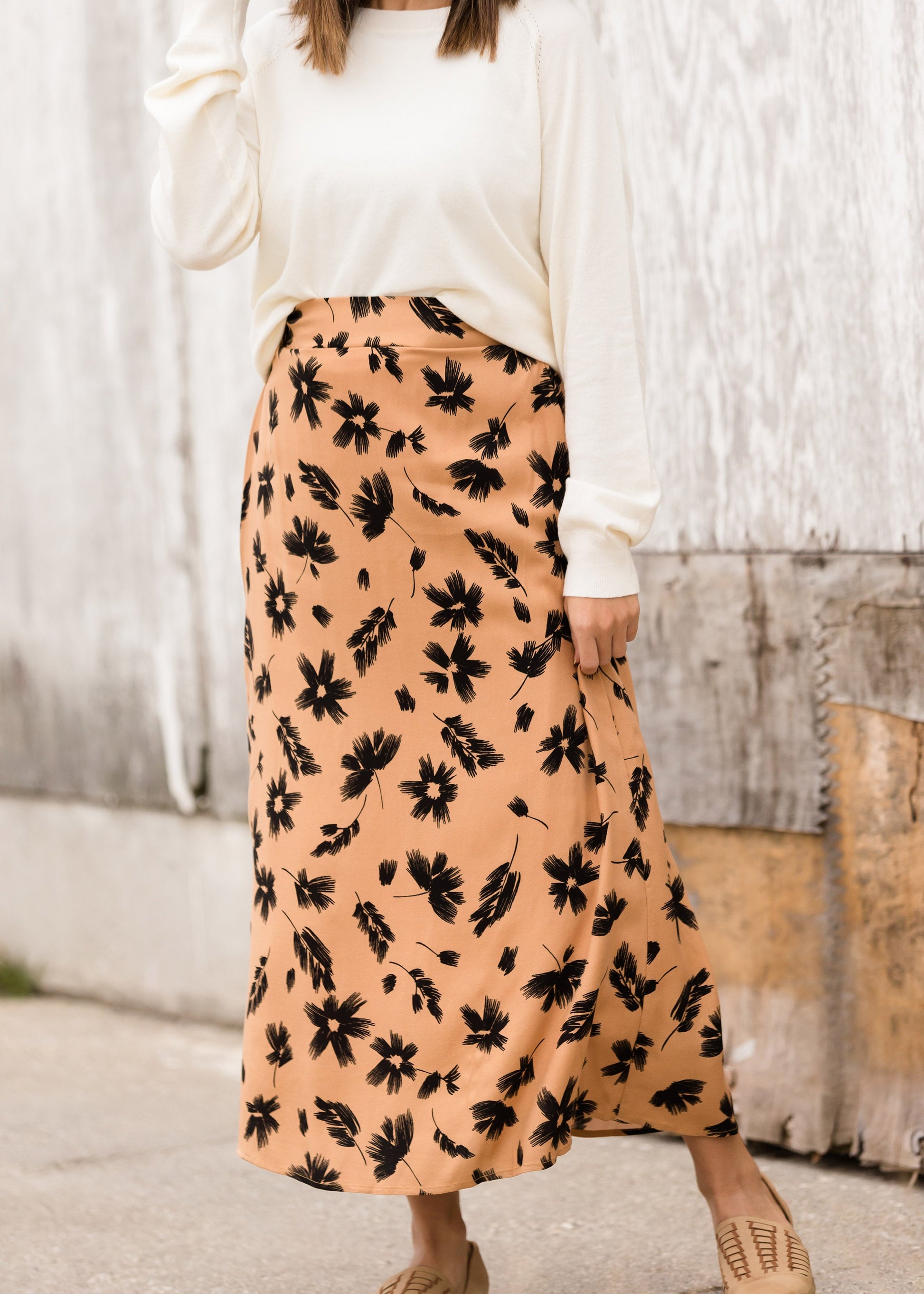 High Waist Floral A-Line Midi Skirt - FINAL SALE Skirts